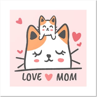 cat with his mother, happy mothers day Posters and Art